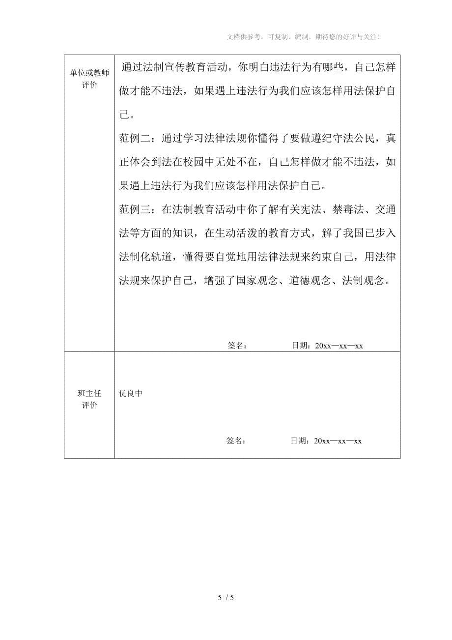 云南省普通高中学生成长记录-社会实践活动登记表_第5页