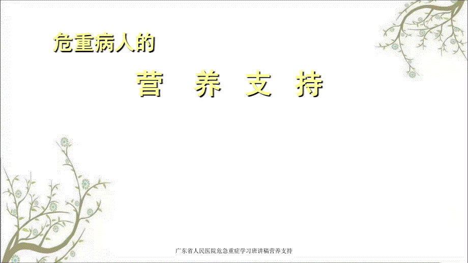 广东省人民医院危急重症学习班讲稿营养支持课件_第1页