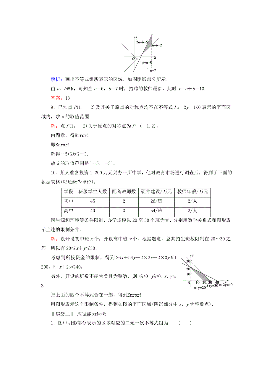 2019-2020学年高中数学第3章不等式3.3.1二元一次不等式(组)与平面区域练习新人教A版必修_第3页