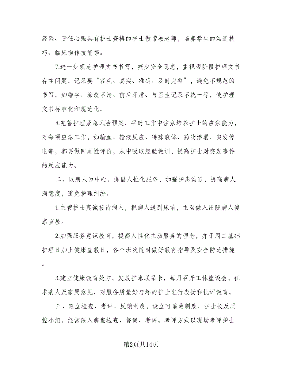 2023年护理工作计划例文（5篇）_第2页