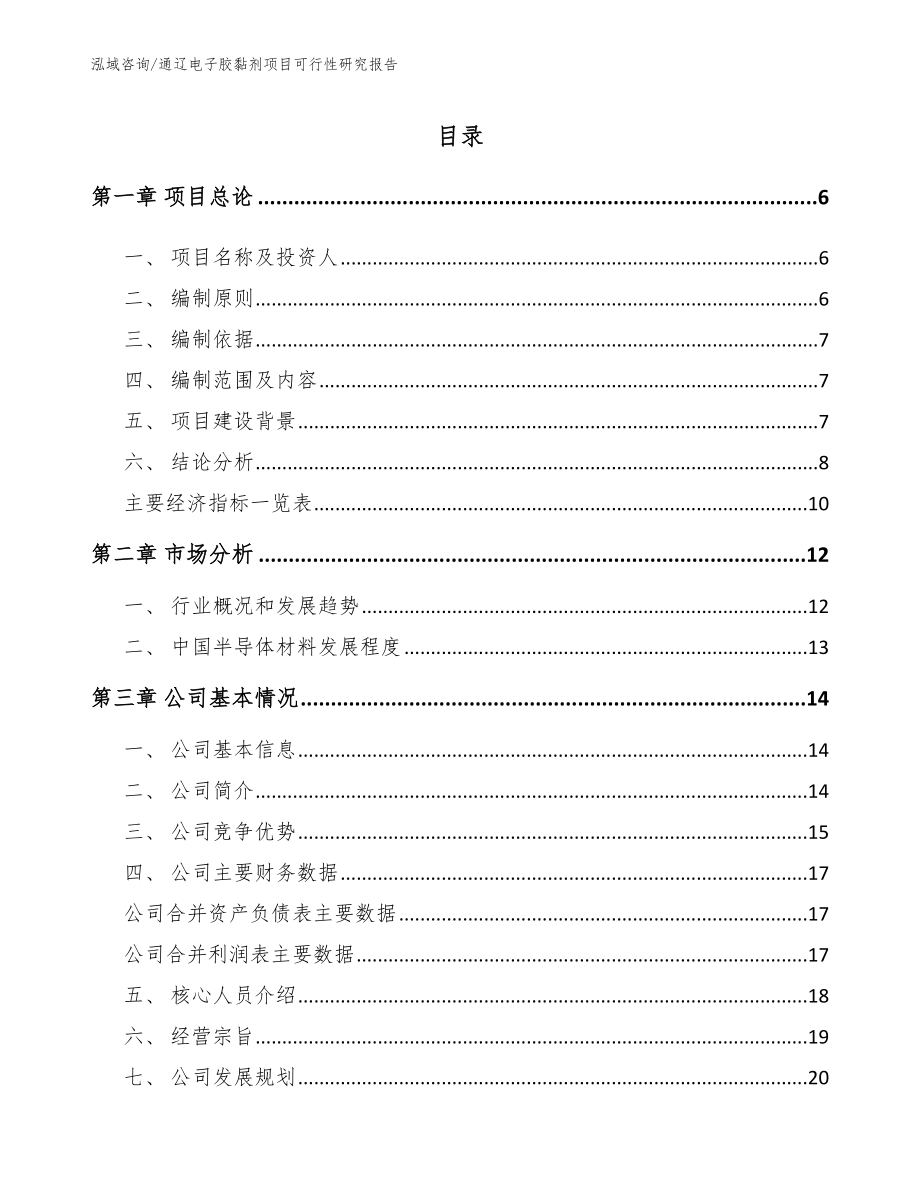 通辽电子胶黏剂项目可行性研究报告参考范文_第1页