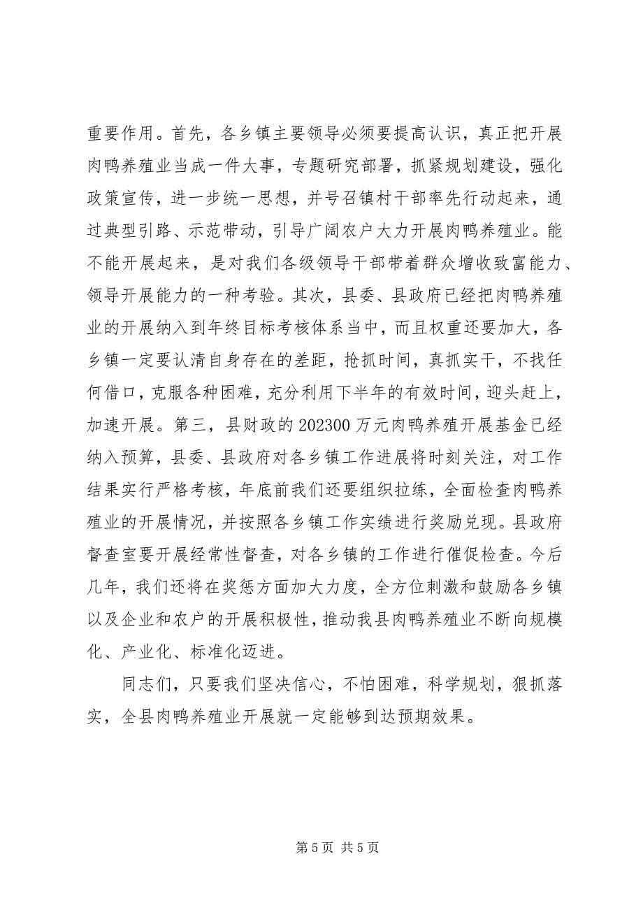 2023年在全县肉鸭养殖小区建设现场会上的致辞.docx_第5页