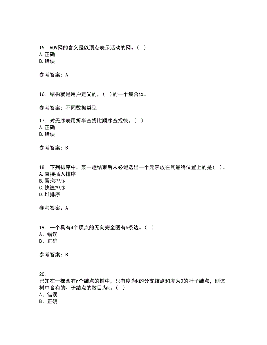 西北工业大学21春《数据结构》在线作业二满分答案78_第4页