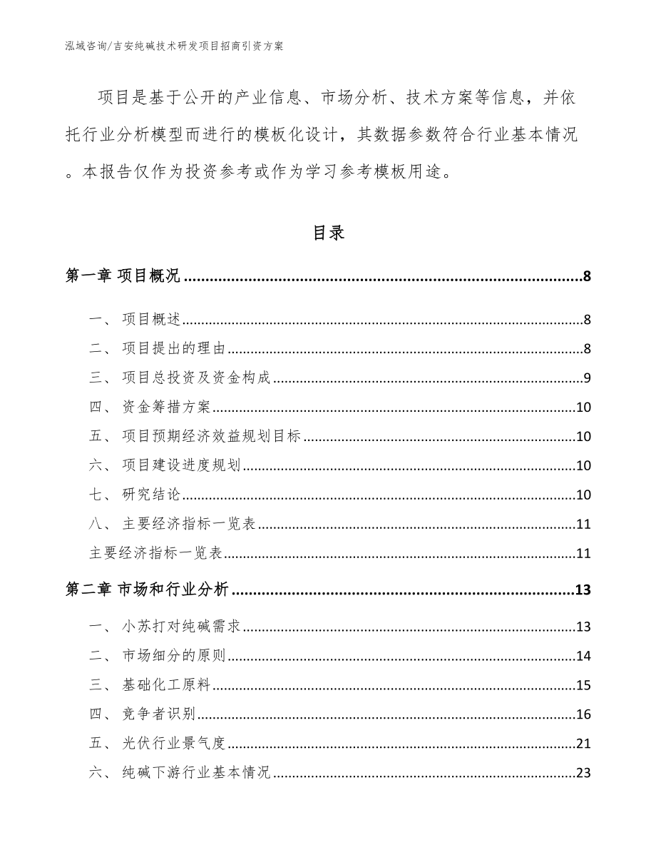 吉安纯碱技术研发项目招商引资方案_范文参考_第3页