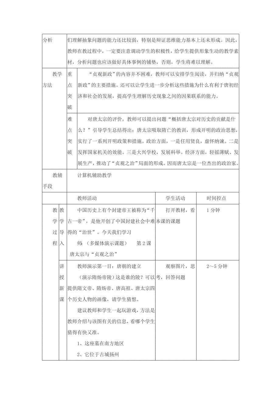 七年级历史下册 第二课 唐太宗与与“贞观之治”教案 北师大版_第2页