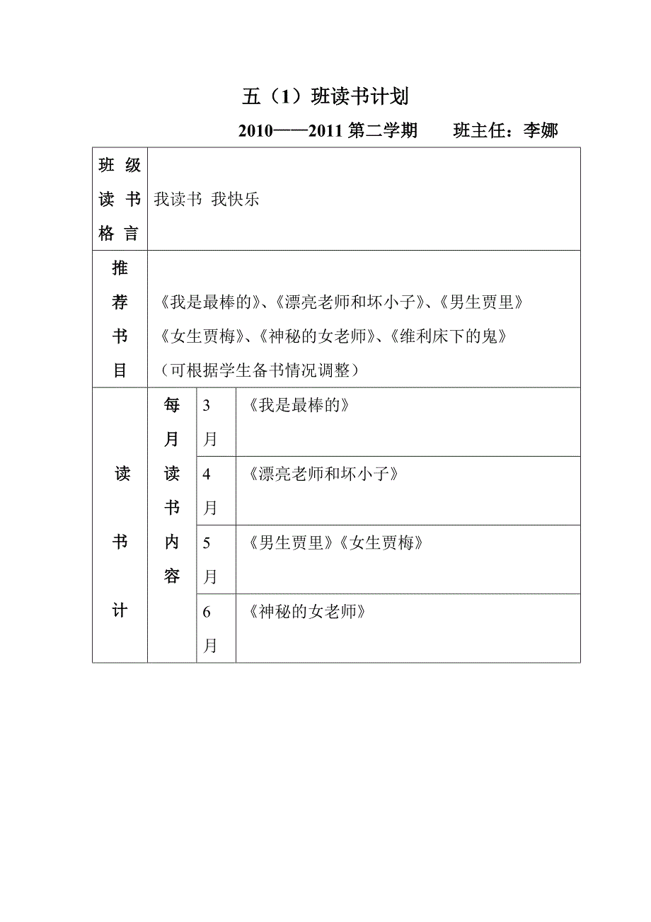 五一班读书计划_第1页