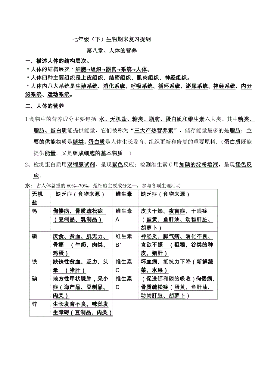 北师大版生物七年级下册知识点总结期末复习资料_第1页