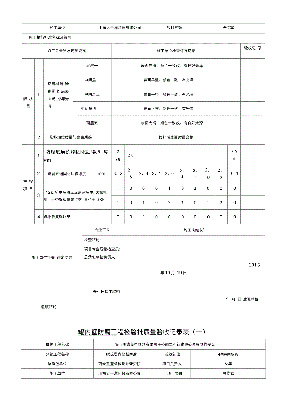 4防腐检验批质量检查验收记录表_第2页