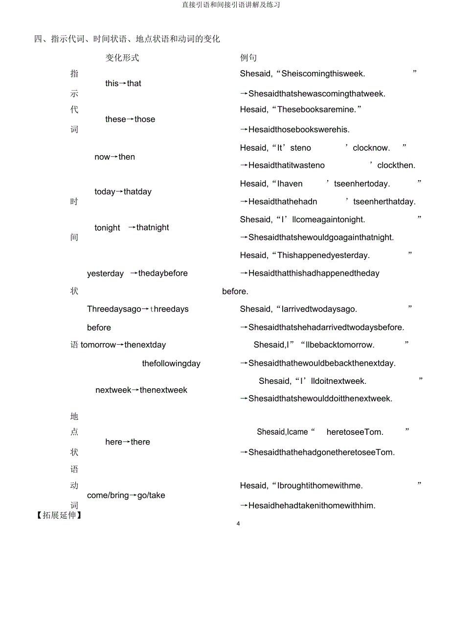 直接引语和间接引语讲解及练习.doc_第4页