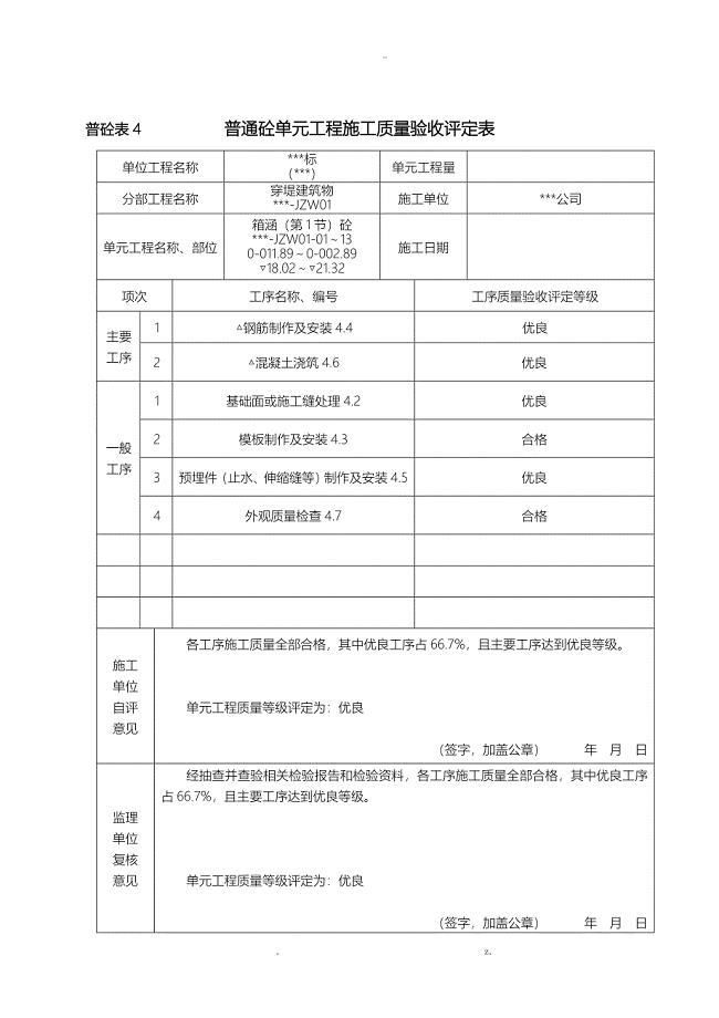 水利混凝土评定表