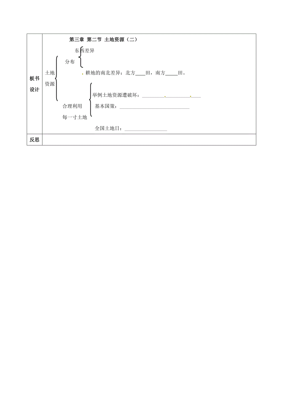 天津市八年级地理上册第三章第二节土地资源导学案2无答案新版新人教版_第3页