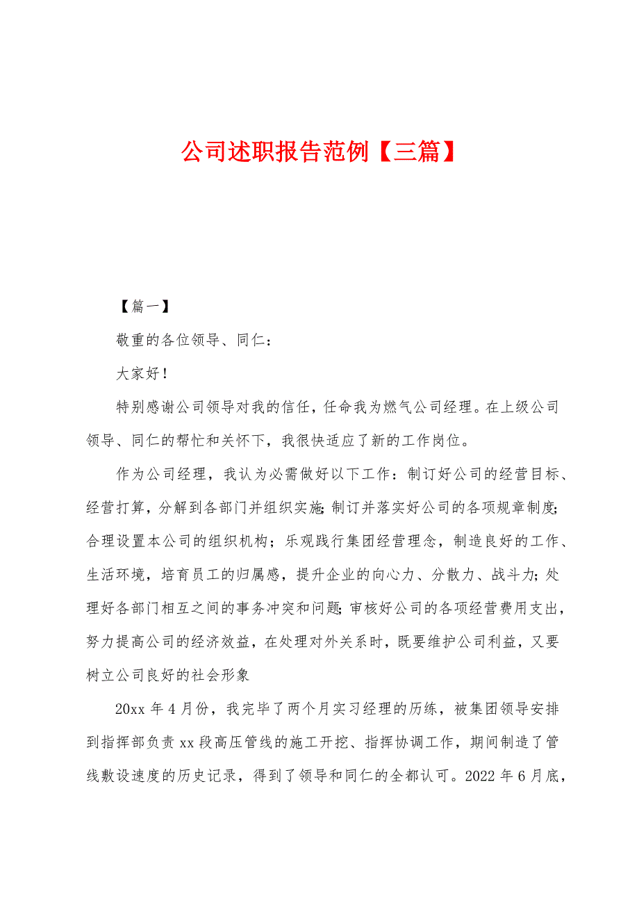 公司述职报告范例.docx_第1页