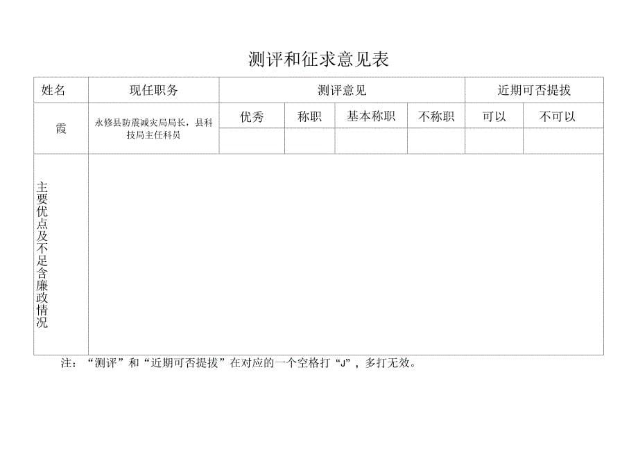 民主测评和征求意见表_第5页