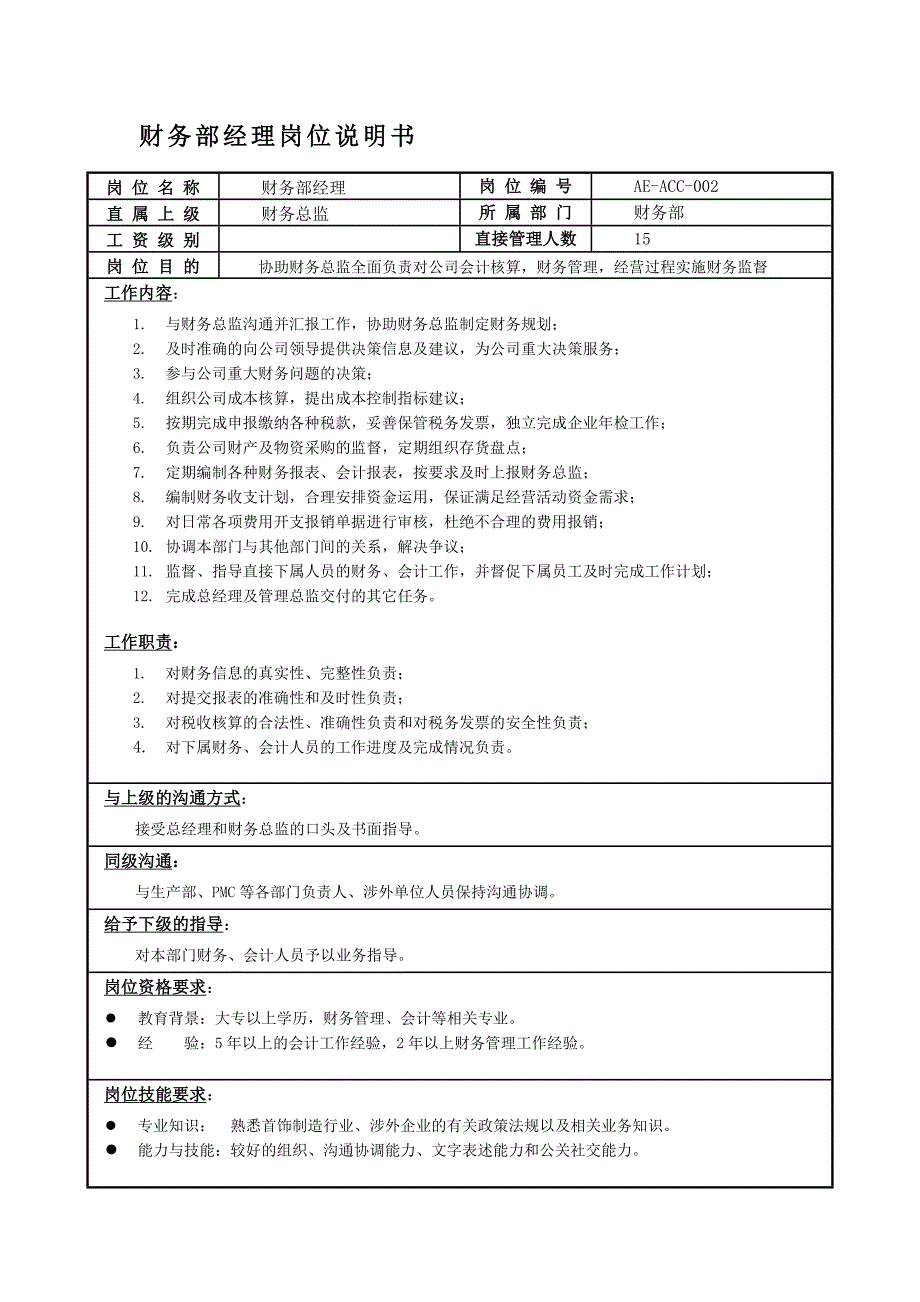 龙湖财务部岗位说明书_第5页