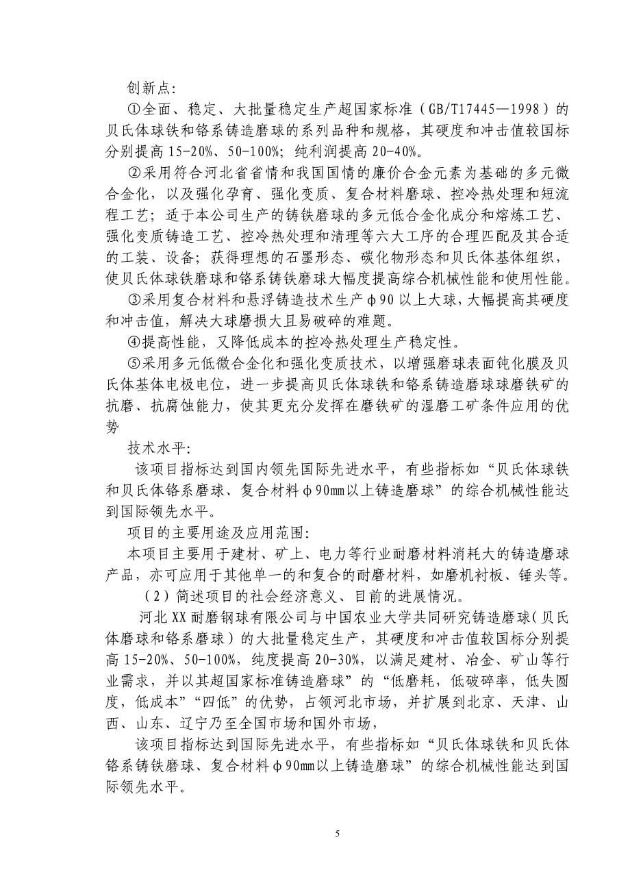 铸造磨球大批量稳定生产项目可行性研究报告_第5页