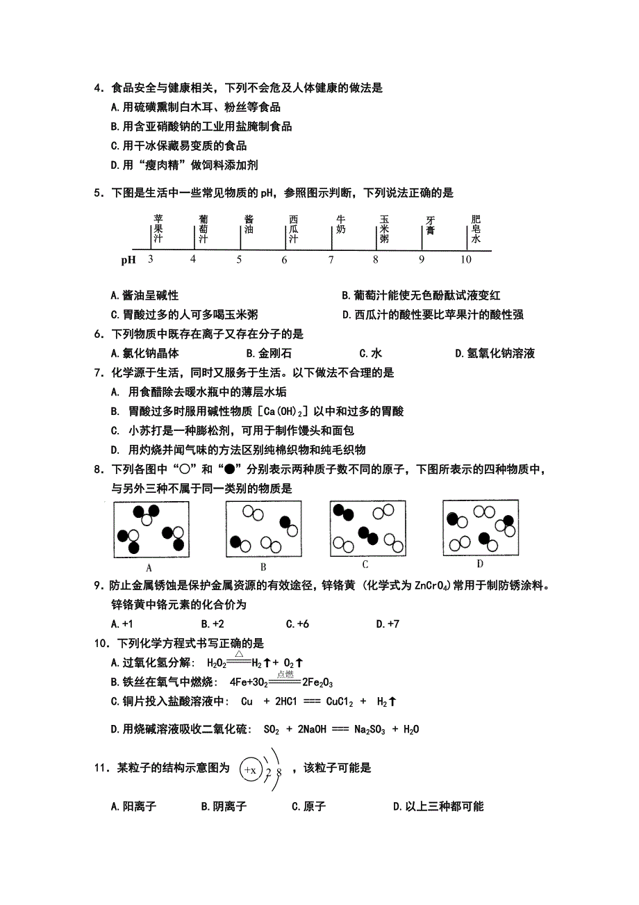 北京市盲人学校中考初中化学期末测试模拟题_第2页