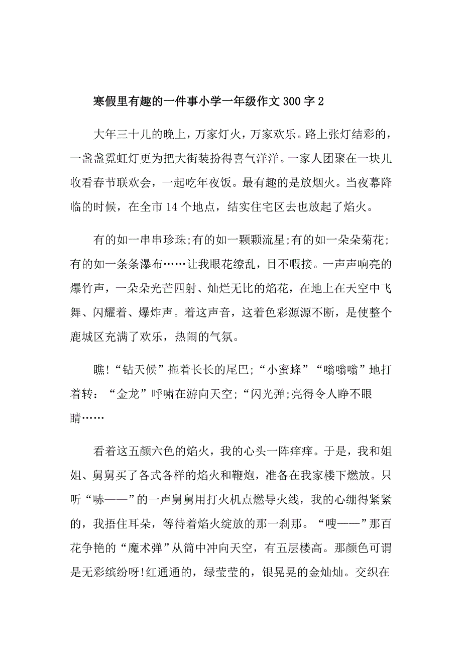 寒假里有趣的一件事小学一年级作文300字范文_第2页