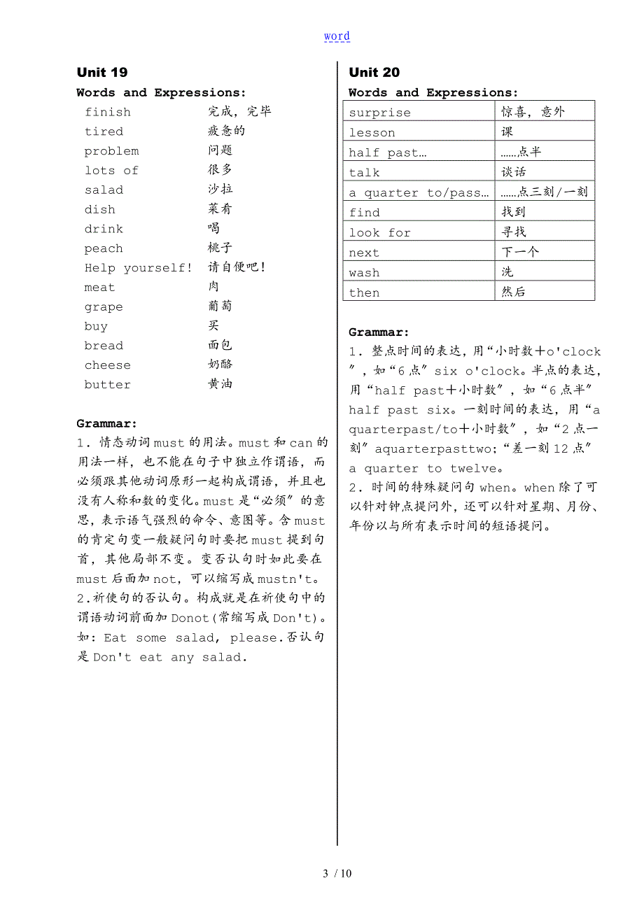 新概念英语青少版1B词汇语法知识要点_第3页