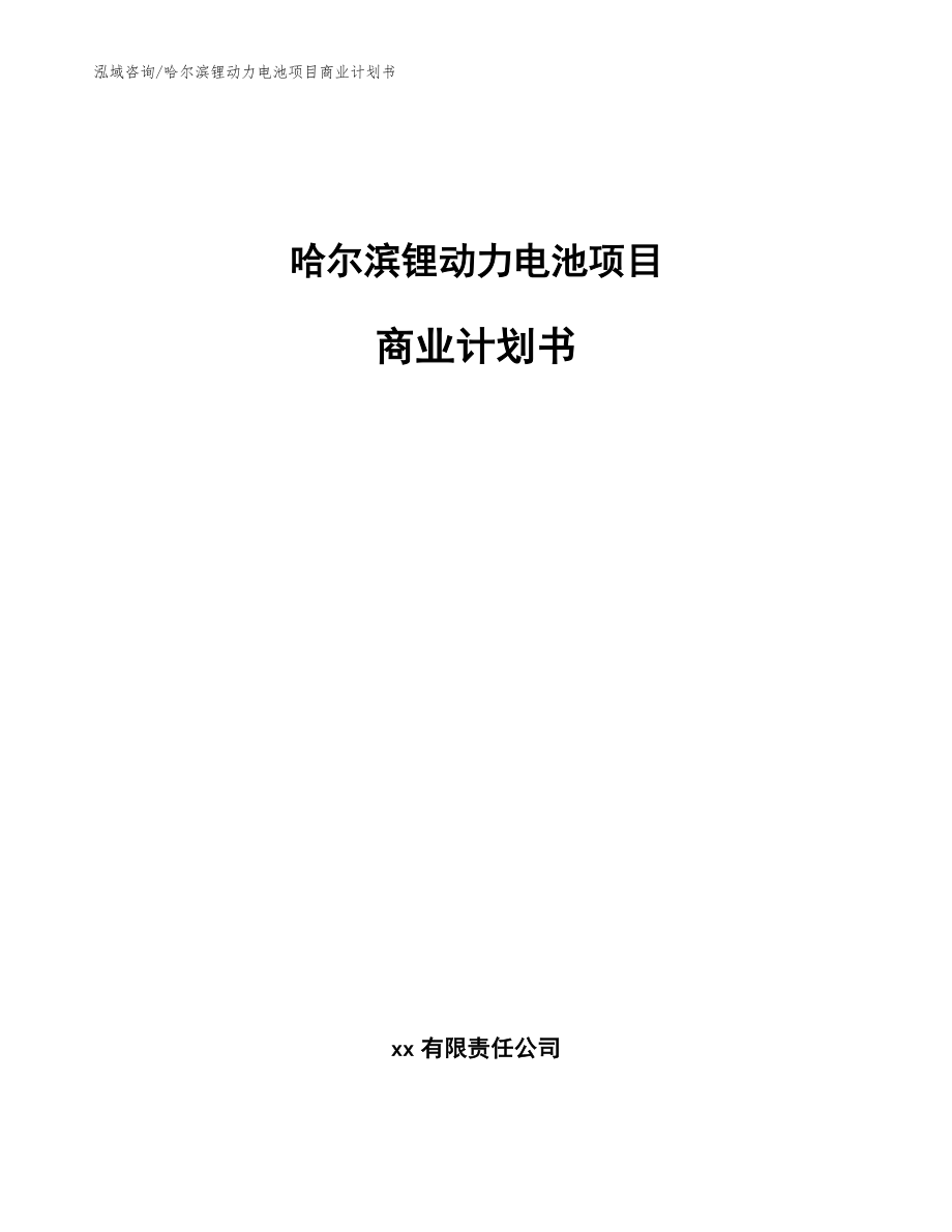 哈尔滨锂动力电池项目商业计划书_第1页