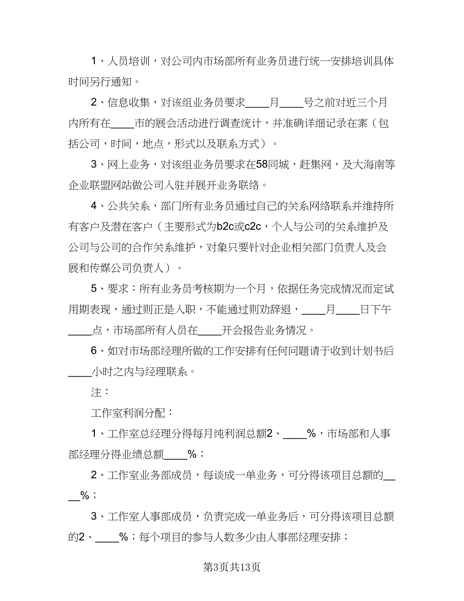 企业市场部2023年工作计划参考模板（五篇）.doc_第3页