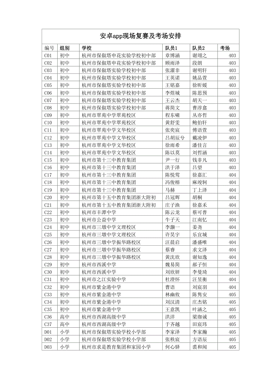 安卓app现场复赛及考场安排_第1页