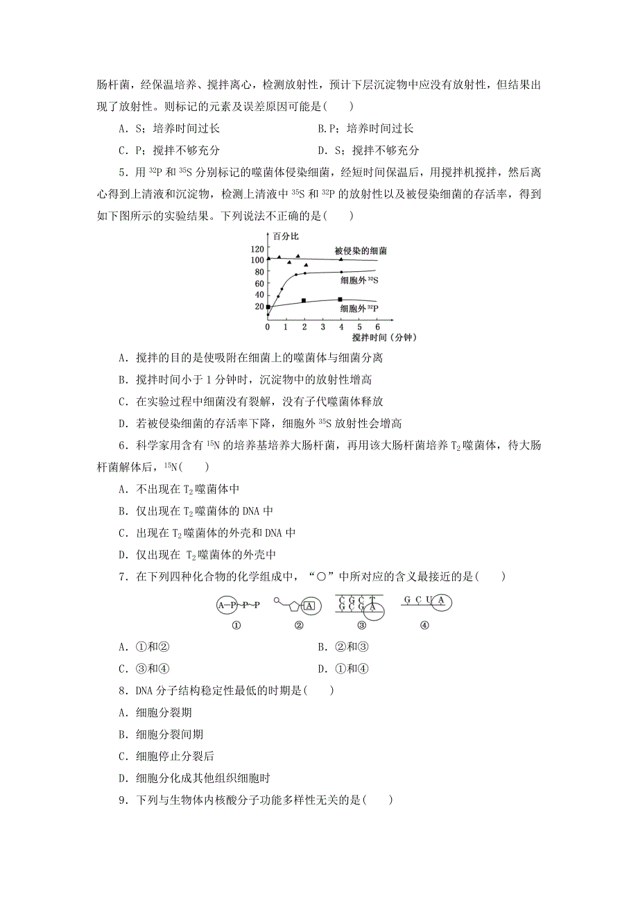 2022-2023年高中生物 章末达标验收（三）遗传的分子基础 浙科版必修2_第2页