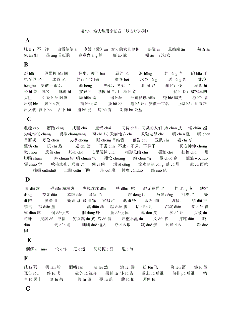 易错、难认常用字读音_第1页