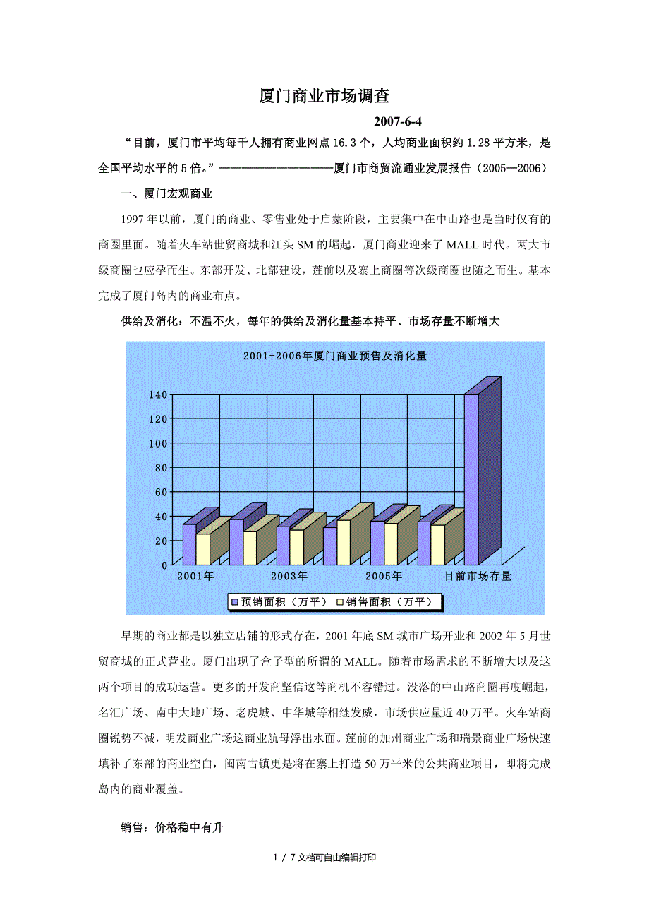 厦门商业地产市场调查报告_第1页
