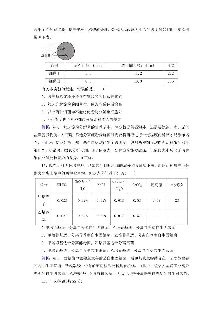 2019-2020学年高中生物专题2微生物的培养与应用专题质量评估检测卷二含解析新人教版选修1_第5页