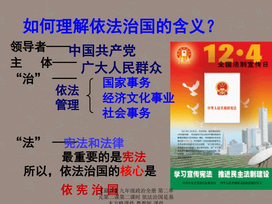 最新九年级政治全册第二单元第二课第二课时依法治国是基本方略课件粤教版课件_第4页