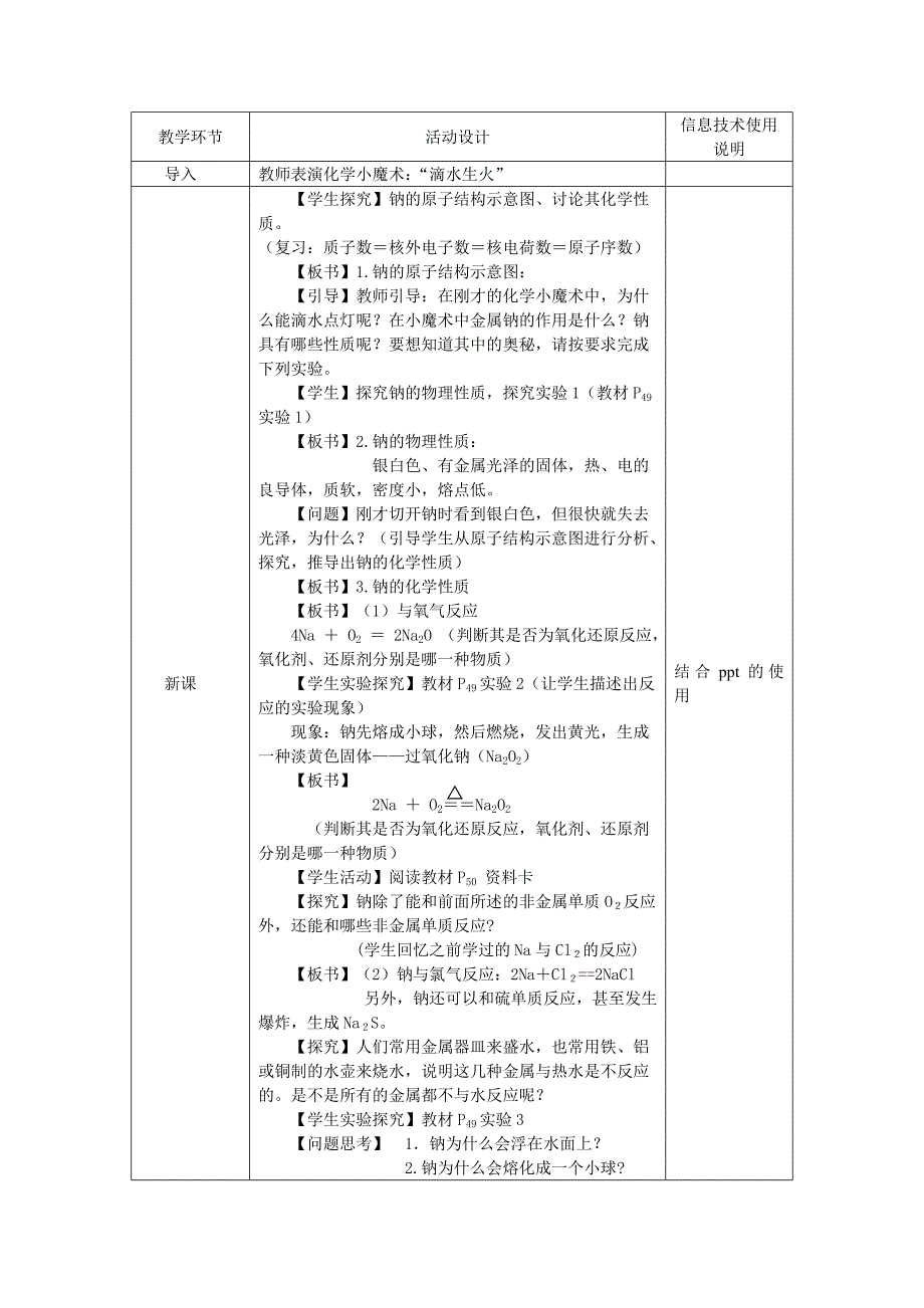 附件2：教学设计金属钠的性质与应用.doc_第2页