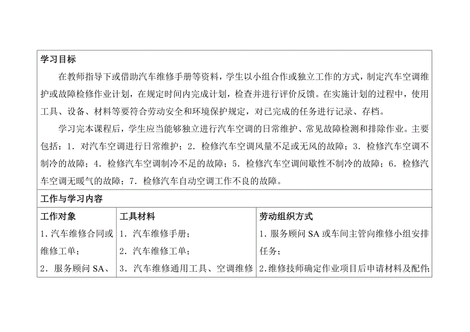 汽车空调检修课程方案_第2页