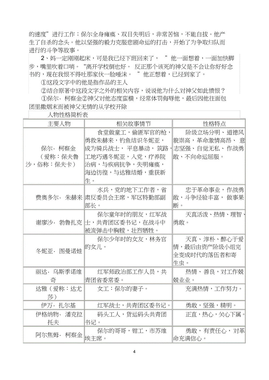 《钢铁是怎样炼成的》历年中考试题(1)_第4页