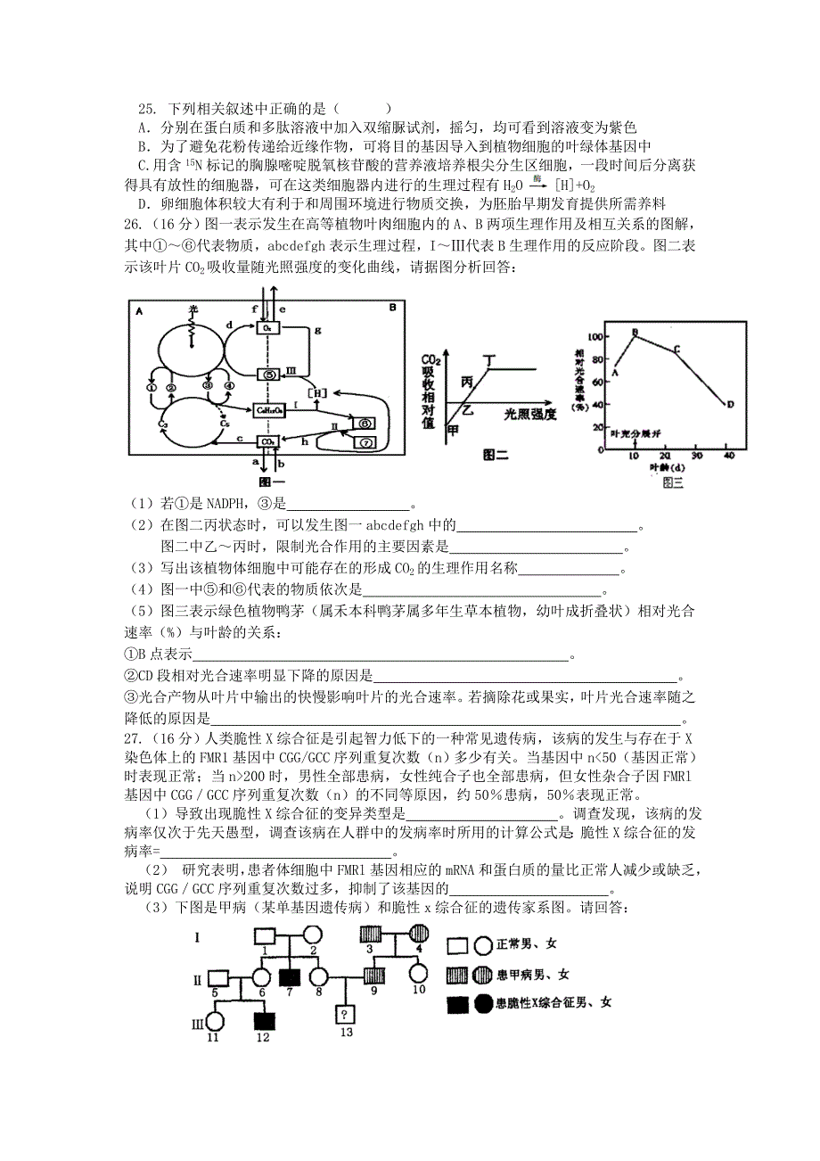 高三生物总复习套卷训练_第2页