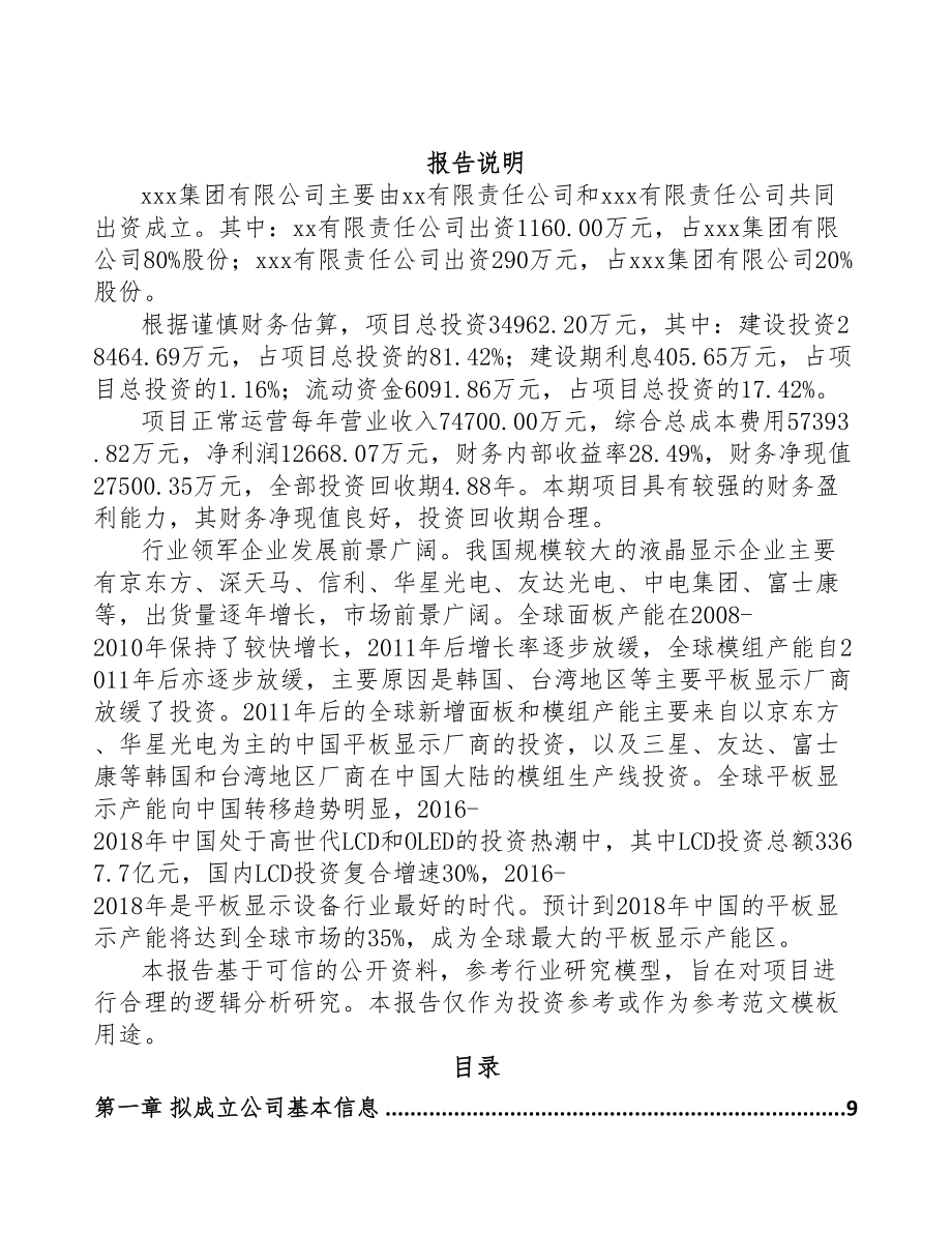 太仓关于成立液晶显示模组公司报告(DOC 87页)_第2页