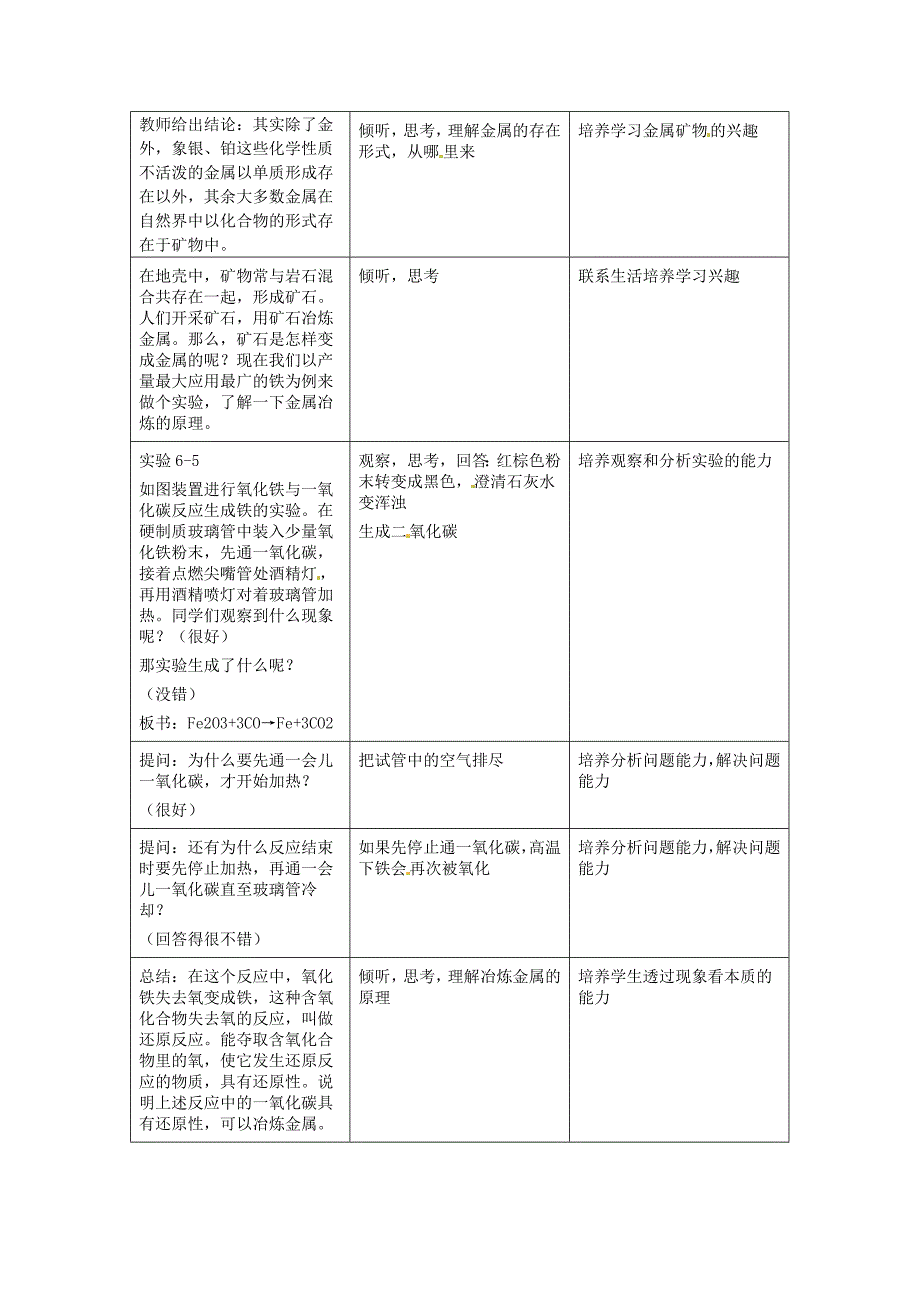 【最新资料】【粤教版】九年级化学下册：6.3金属矿物与冶炼教案1_第2页