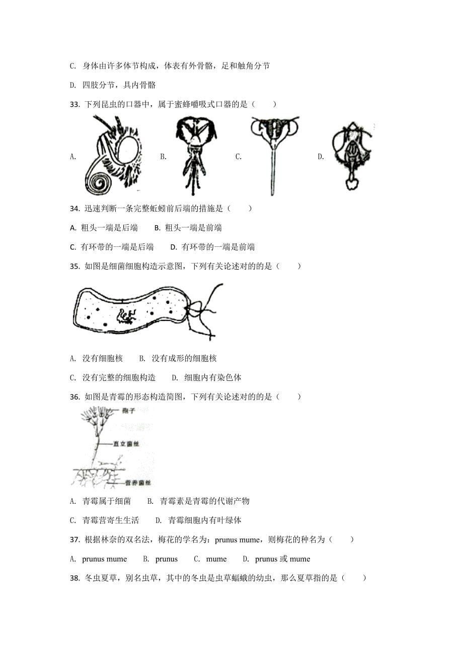 七年级下生物试题_第5页