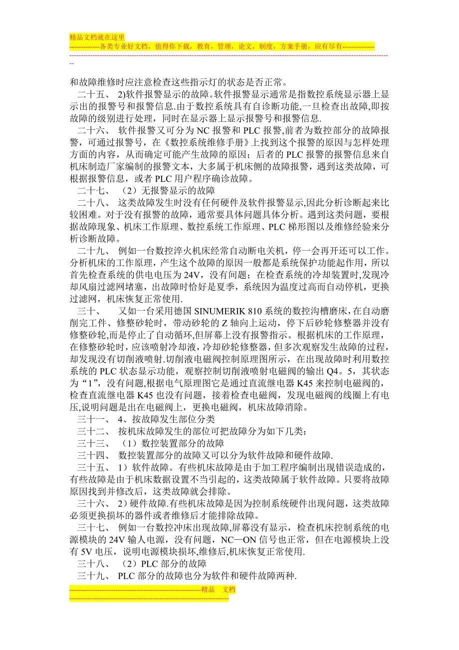 毕业论文设计数控机床故障的诊断和维修_第5页