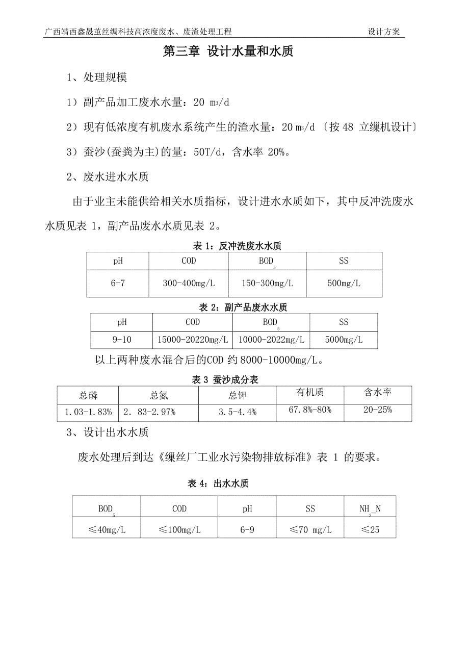 蚕丝厂副产品废水处理技术方案(2023年0830)_第5页