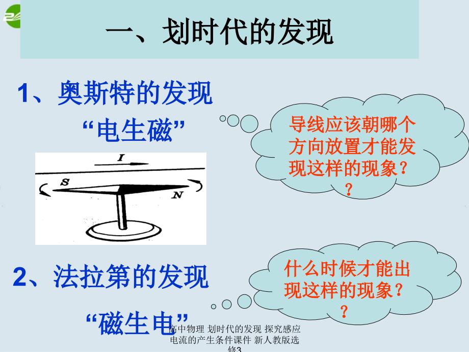 高中物理 划时代的发现 探究感应电流的产生条件课件 新人教版选修3_第2页