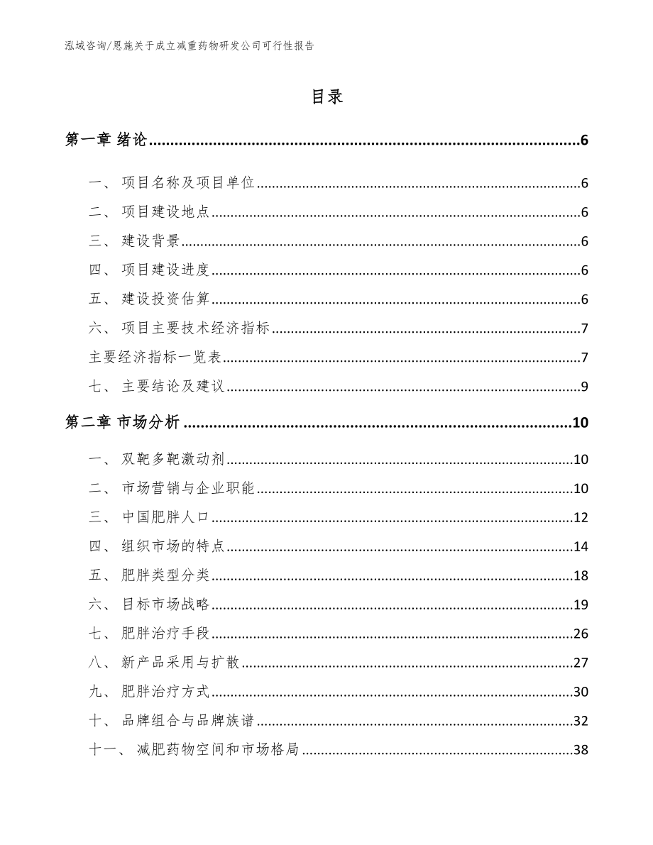 恩施关于成立减重药物研发公司可行性报告_第1页