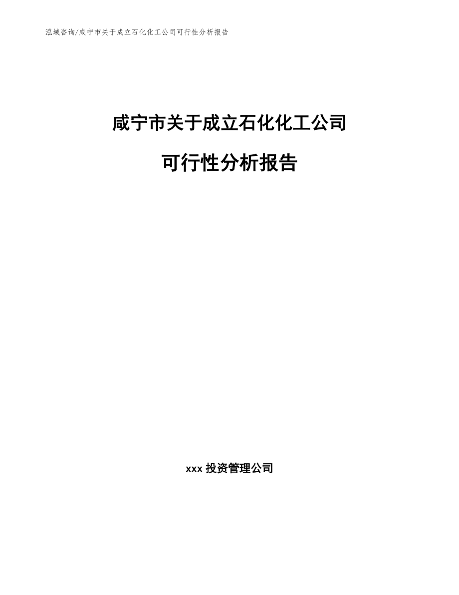 咸宁市关于成立石化化工公司可行性分析报告【模板参考】
