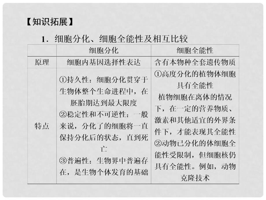 高考生物一轮总复习 第十五课时 细胞的分化、衰老、凋亡和癌变课件 新人教版必修1_第5页