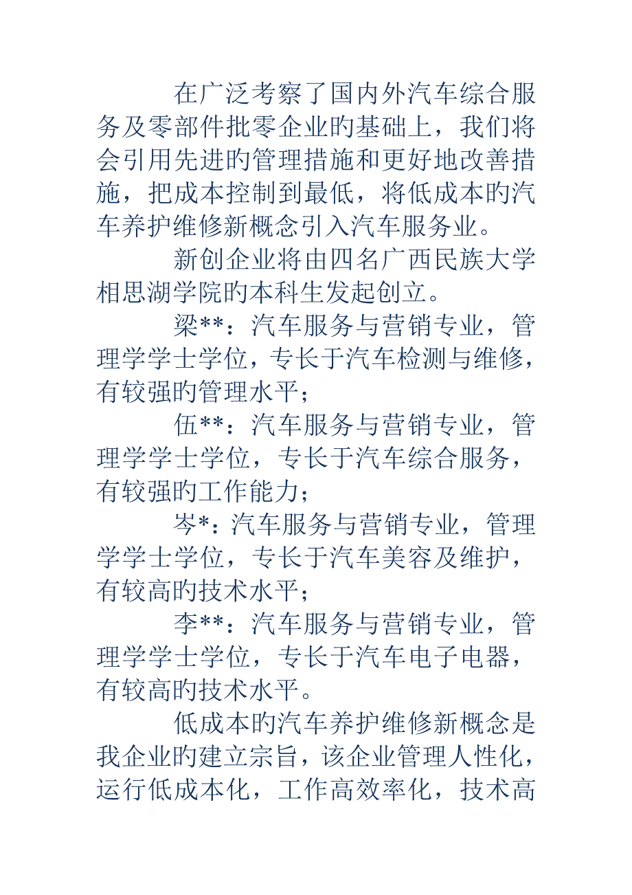 汽车服务商业计划书_第4页