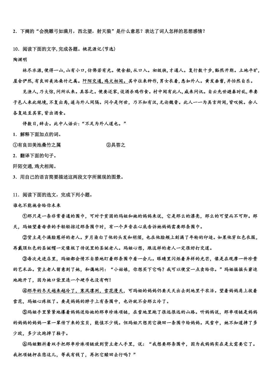 广东省肇庆市高要区金利镇朝阳教育集团达标名校2023年中考冲刺卷语文试题含解析.doc_第5页