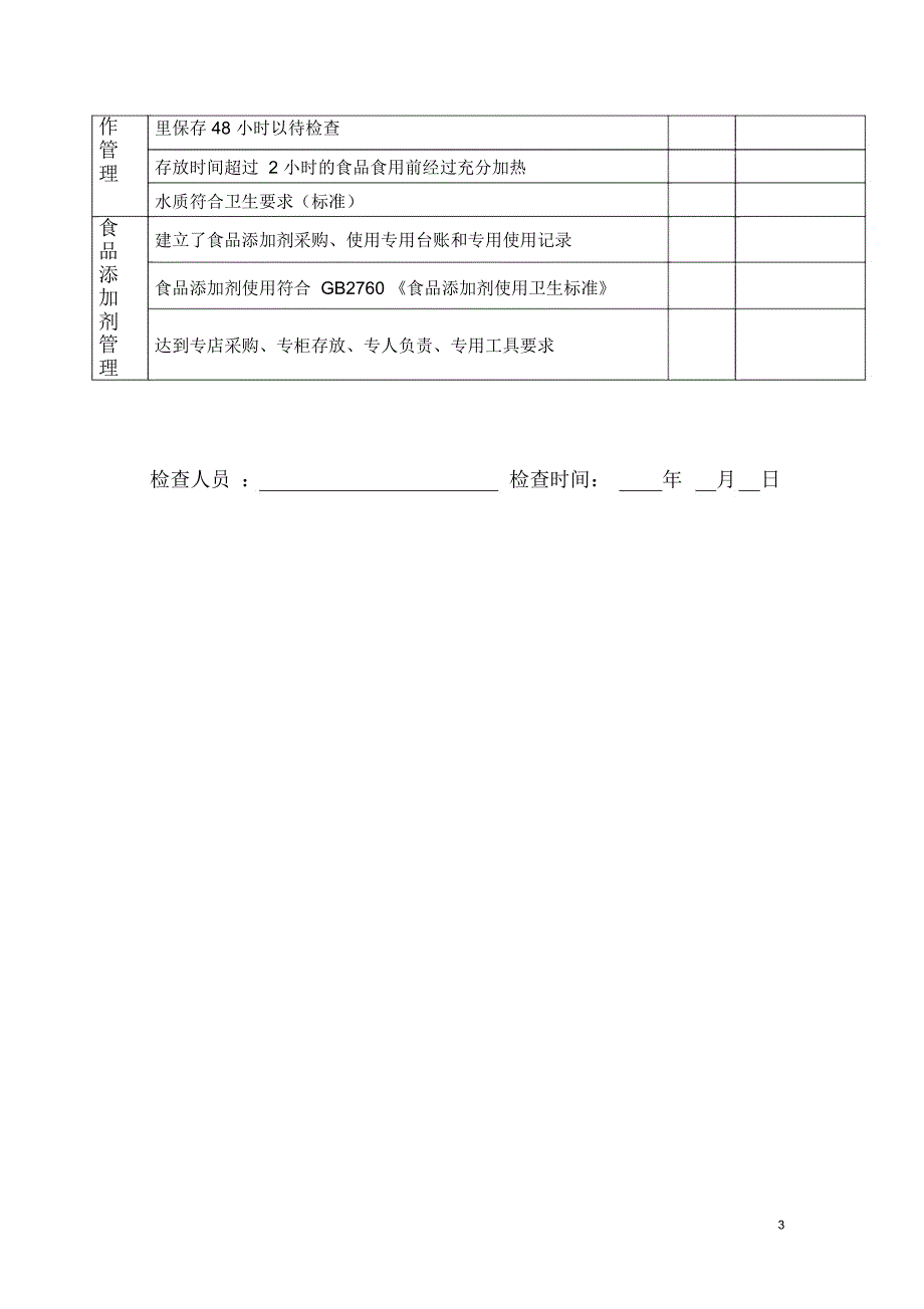 学校食堂食品安全日常监督检查表_第3页