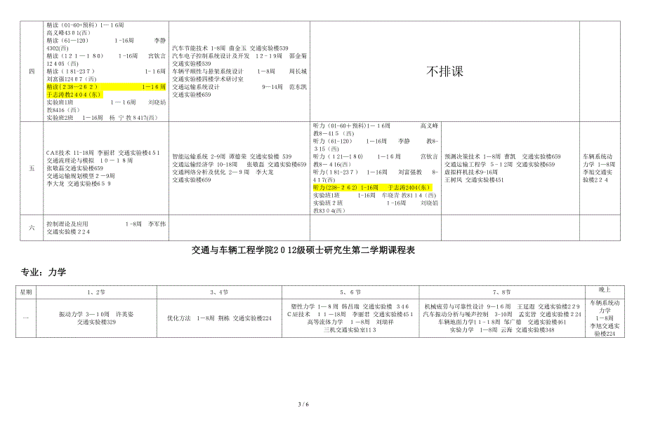 交通与车辆工程学院2012级硕士研究生第二学期课程表_第3页