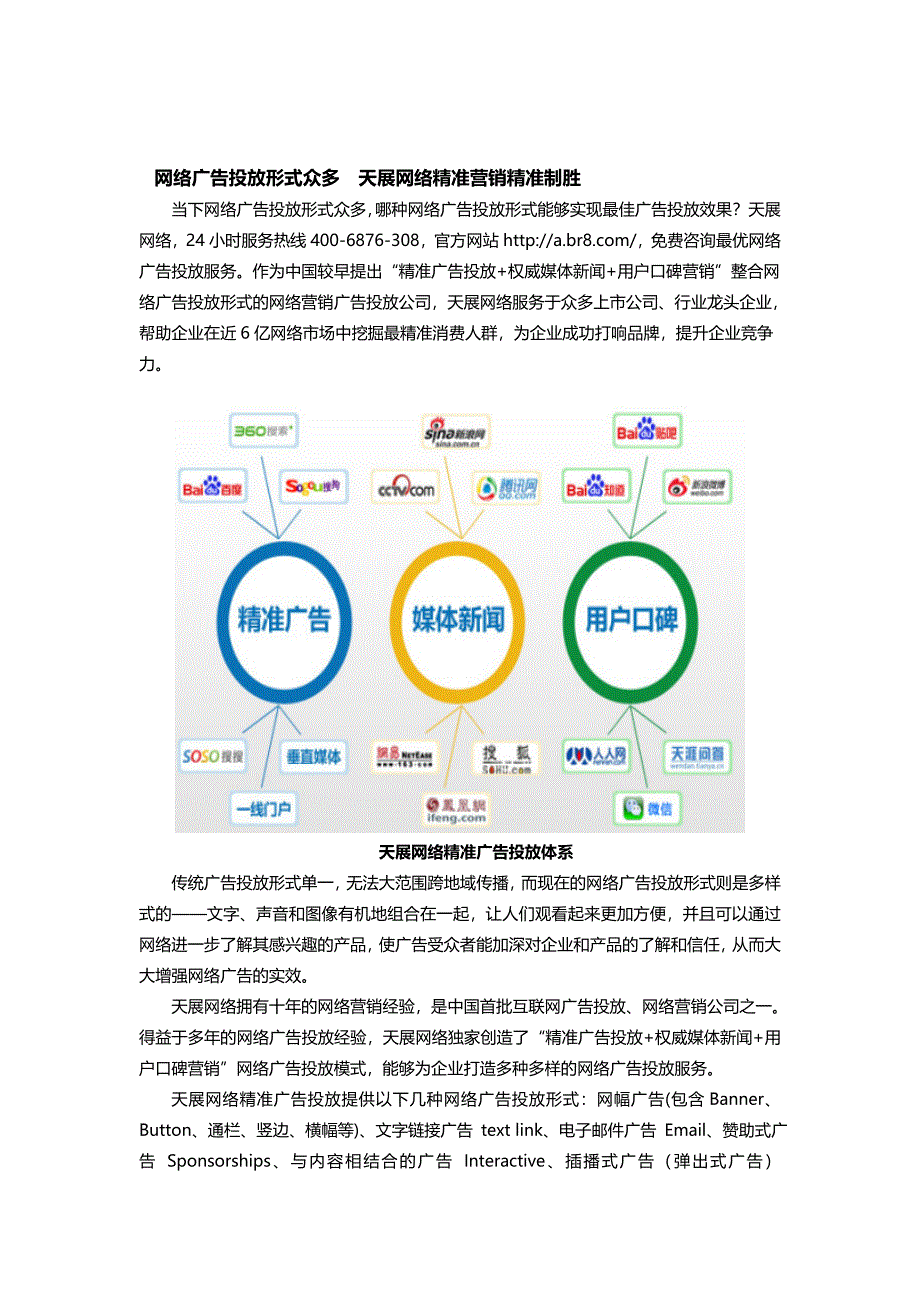 网络广告投放形式众多天展网络精准营销精准制胜_第1页