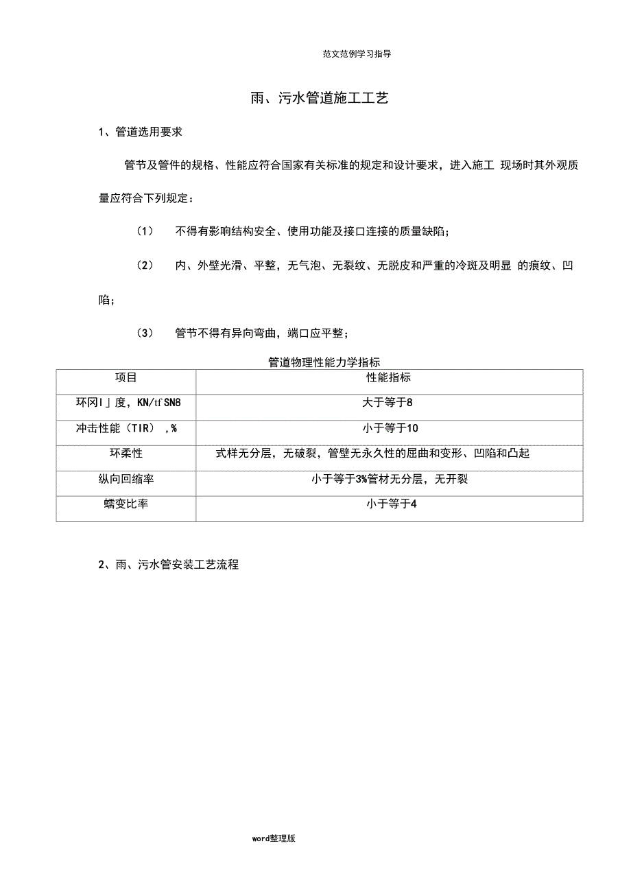 雨、污水管道施工工艺设计_第1页