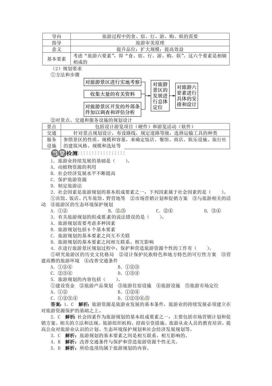 精编【湘教版】高中地理选修三：第3章第3节旅游规划导学案含答案_第5页